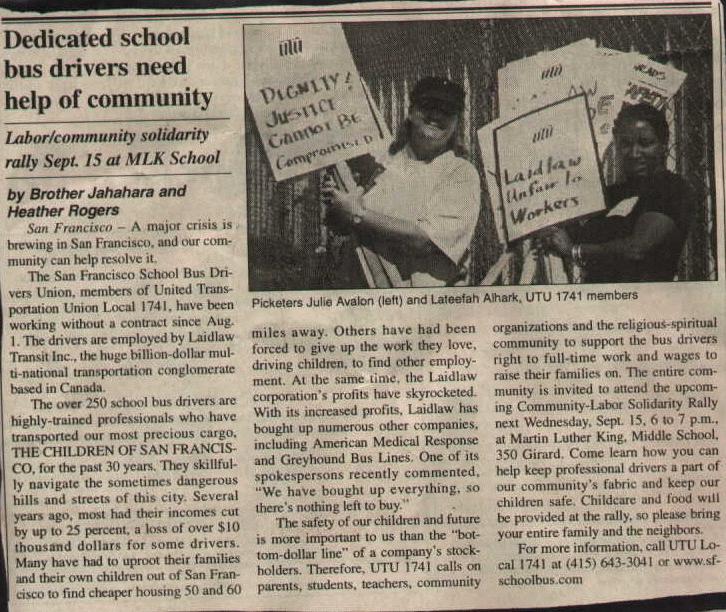 Article from the 'San Francisco Bay View' newspaper - September 1999